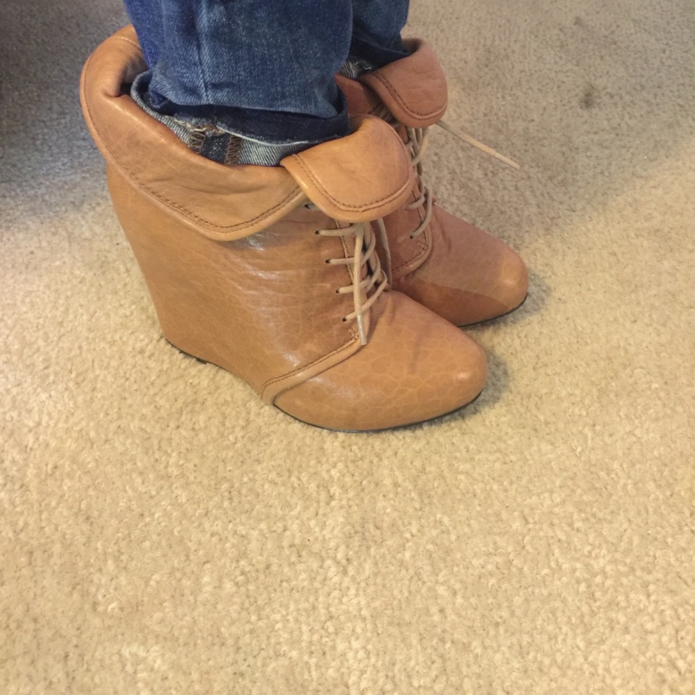 Platform Leather Wedge Booties - image 2